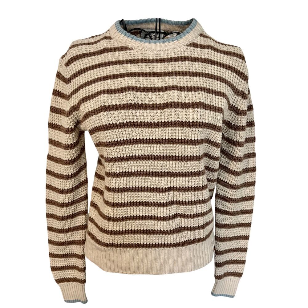 Scotch & Soda Amsterdam Cotton Blend Waffle Knit Pullover Sweater Striped Preppy